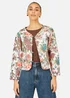 Yumi White Peacock Print Reversible Cotton Quilted Jacket - 12 Image 1