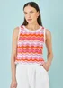 Yumi Orange Stripe Crochet Stripe Vest Top - L Image 1