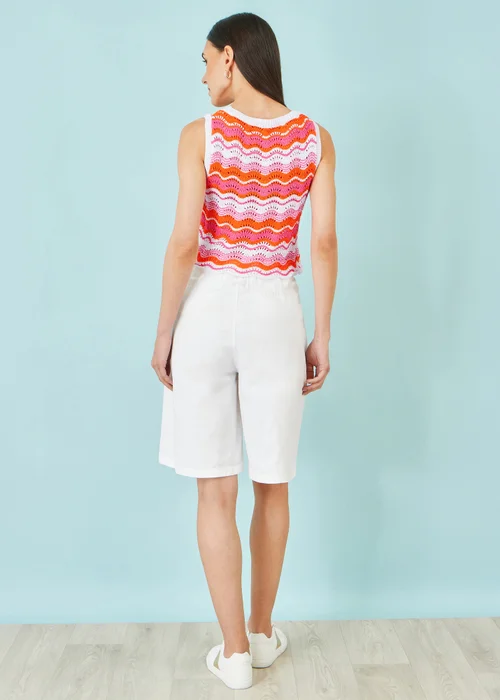 Yumi Orange Stripe Crochet Stripe Vest Top - L Image 2