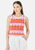 Yumi Orange Stripe Crochet Stripe Vest Top - L Image 1