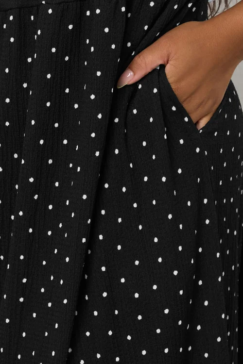 Yours Curve Black Polka Dot Frill Sleeve Maxi Dress - 20 Image 4