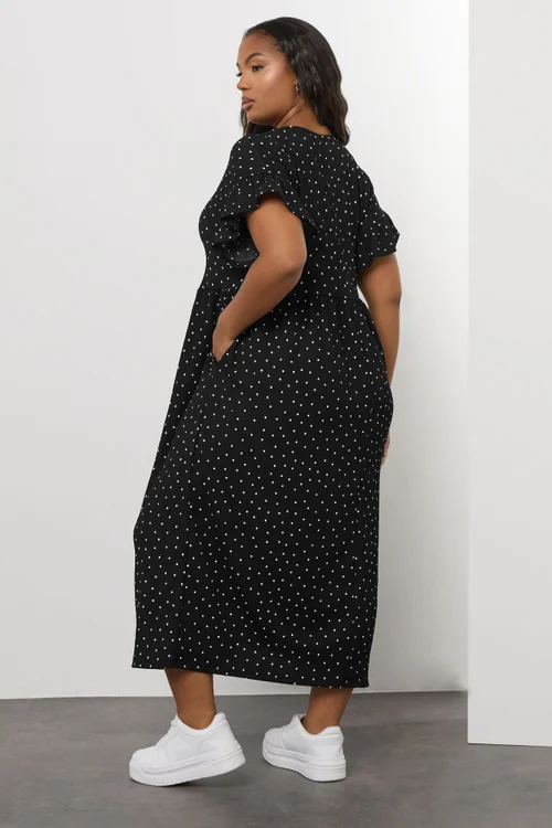 Yours Curve Black Polka Dot Frill Sleeve Maxi Dress - 20 Image 3