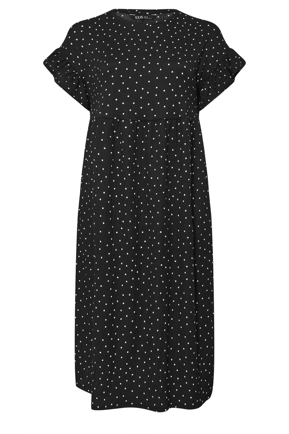 Yours Curve Black Polka Dot Frill Sleeve Maxi Dress - 20 Image 5