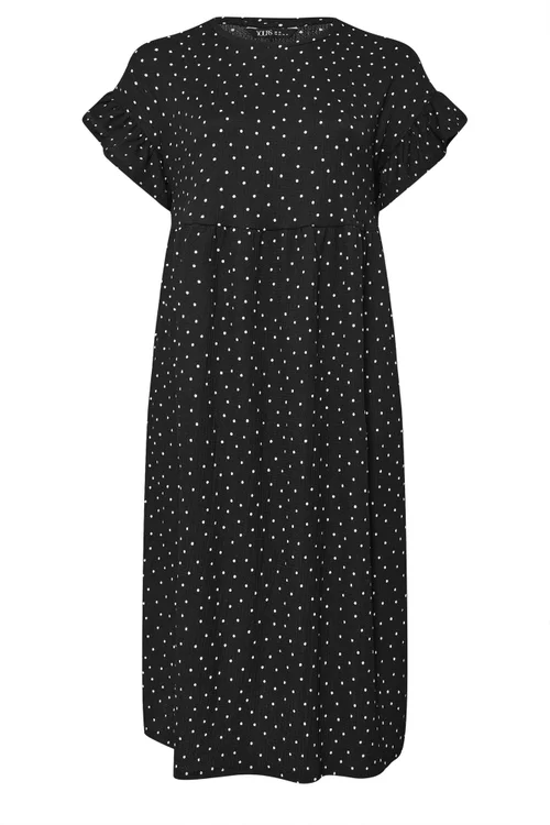 Yours Curve Black Polka Dot Frill Sleeve Maxi Dress - 20 Image 5