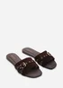 Where's That From Alvita Buckle Slide On Flat Dark Brown Suede Sandal - 7 Image 4