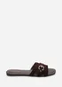 Where's That From Alvita Buckle Slide On Flat Dark Brown Suede Sandal - 7 Image 2