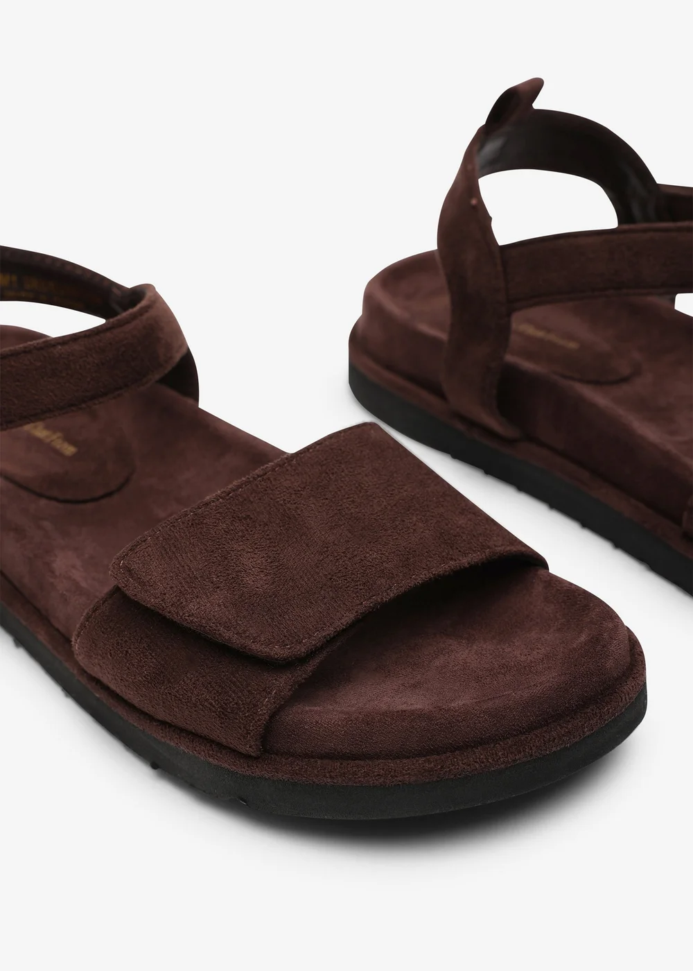 Where's That From Corfu Velcro Multi Strap Sandals In Dark Brown Suede - 4 Image 4