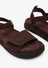 Where's That From Corfu Velcro Multi Strap Sandals In Dark Brown Suede - 4 Image 4
