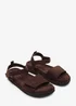 Where's That From Corfu Velcro Multi Strap Sandals In Dark Brown Suede - 4 Image 3
