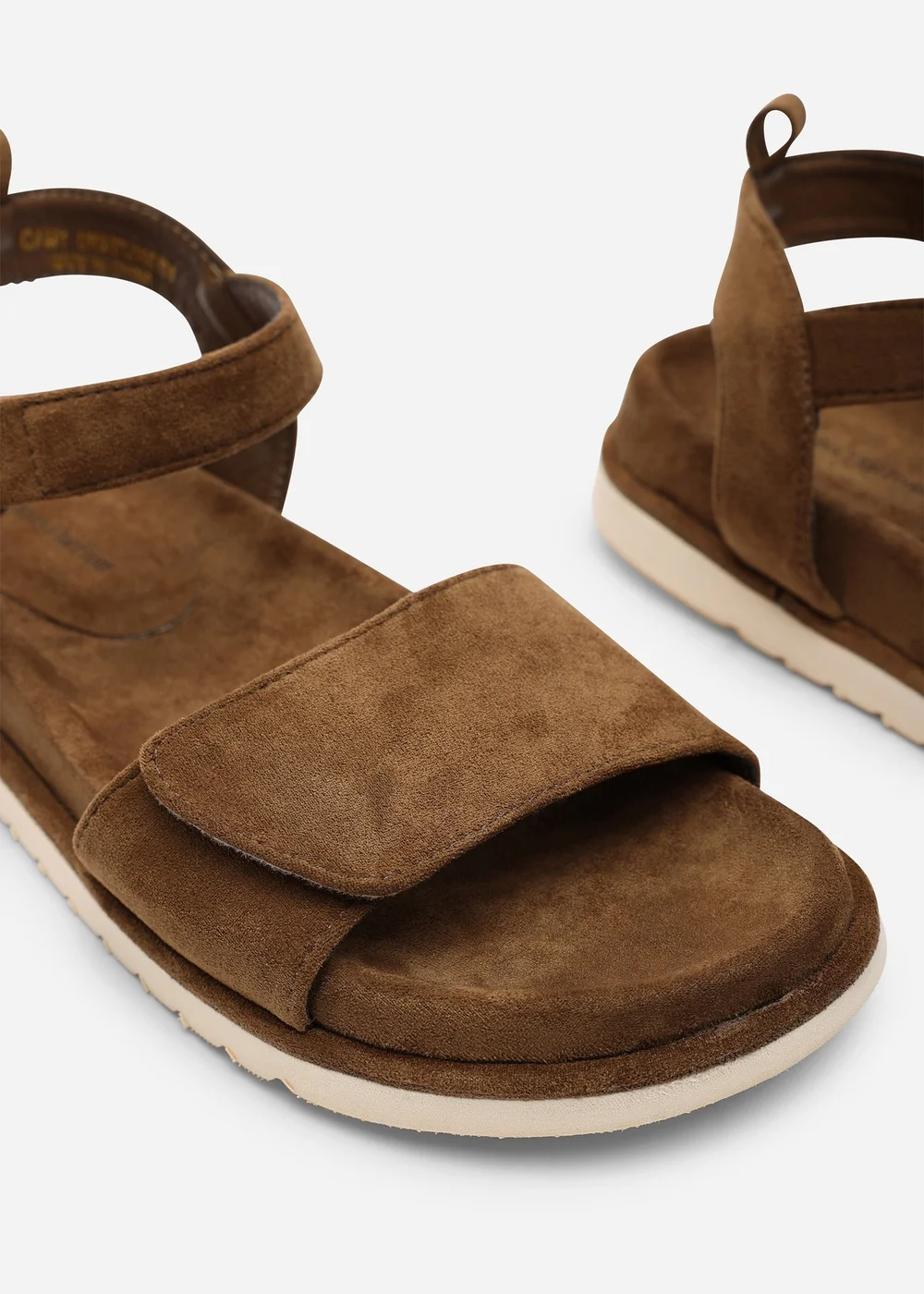 Where's That From Corfu Velcro Multi Strap Sandals In Khaki Suede - 5 Image 5