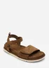Where's That From Corfu Velcro Multi Strap Sandals In Khaki Suede - 5 Image 3