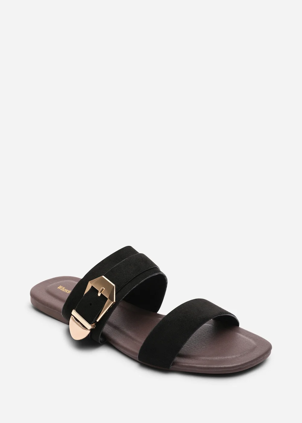 Where's That From Orlina Two Strap Side Buckle Black Suede Sandal - 5 Image 3