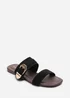 Where's That From Orlina Two Strap Side Buckle Black Suede Sandal - 5 Image 3