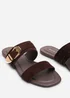 Where's That From Orlina Two Strap Side Buckle Dark Brown Suede Sandal - 5 Image 5