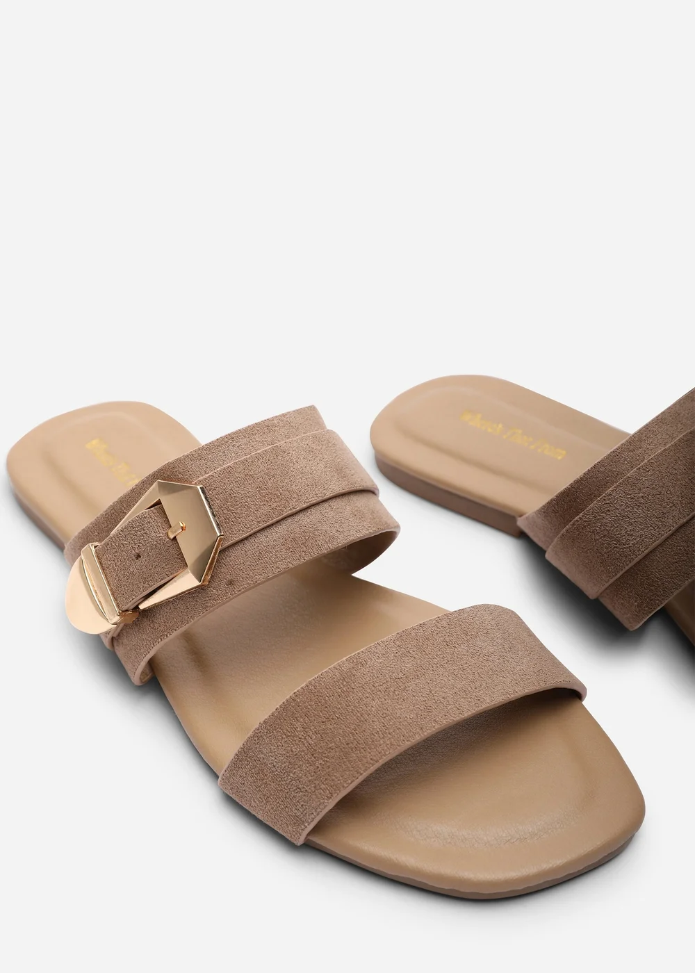 Where's That From Orlina Two Strap Side Buckle Camel Faux Suede Sandal - 4 Image 5