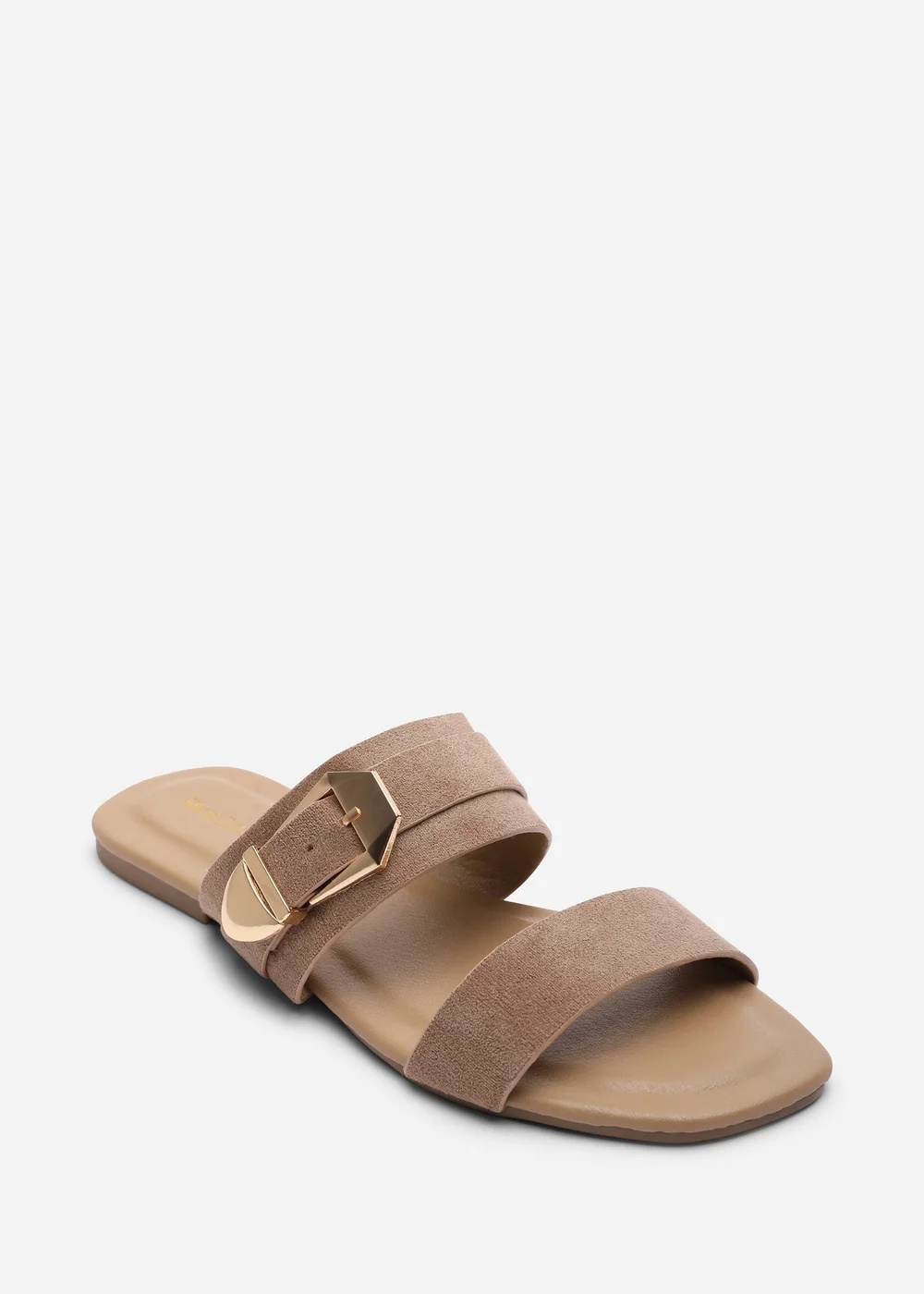 Where's That From Orlina Two Strap Side Buckle Camel Faux Suede Sandal - 4 Image 3