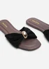 Where's That From Arc Ruched Buckle Black Suede Slide On Sandal - 6 Image 5