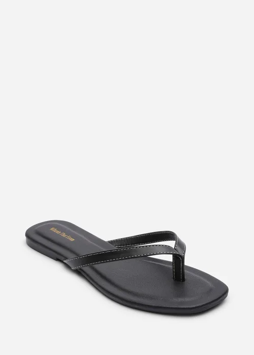 Where's That From Arrow Black Flip Flop Sandal With Contrast Stitch Detail - 8 Image 3