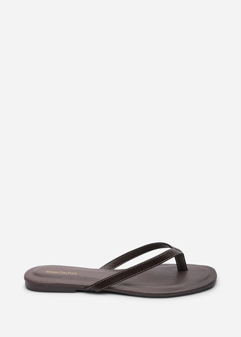 Where's That From Arrow Dark Brown Flip Flop Sandal With Contrast Stitch Detail - 6 Image 1