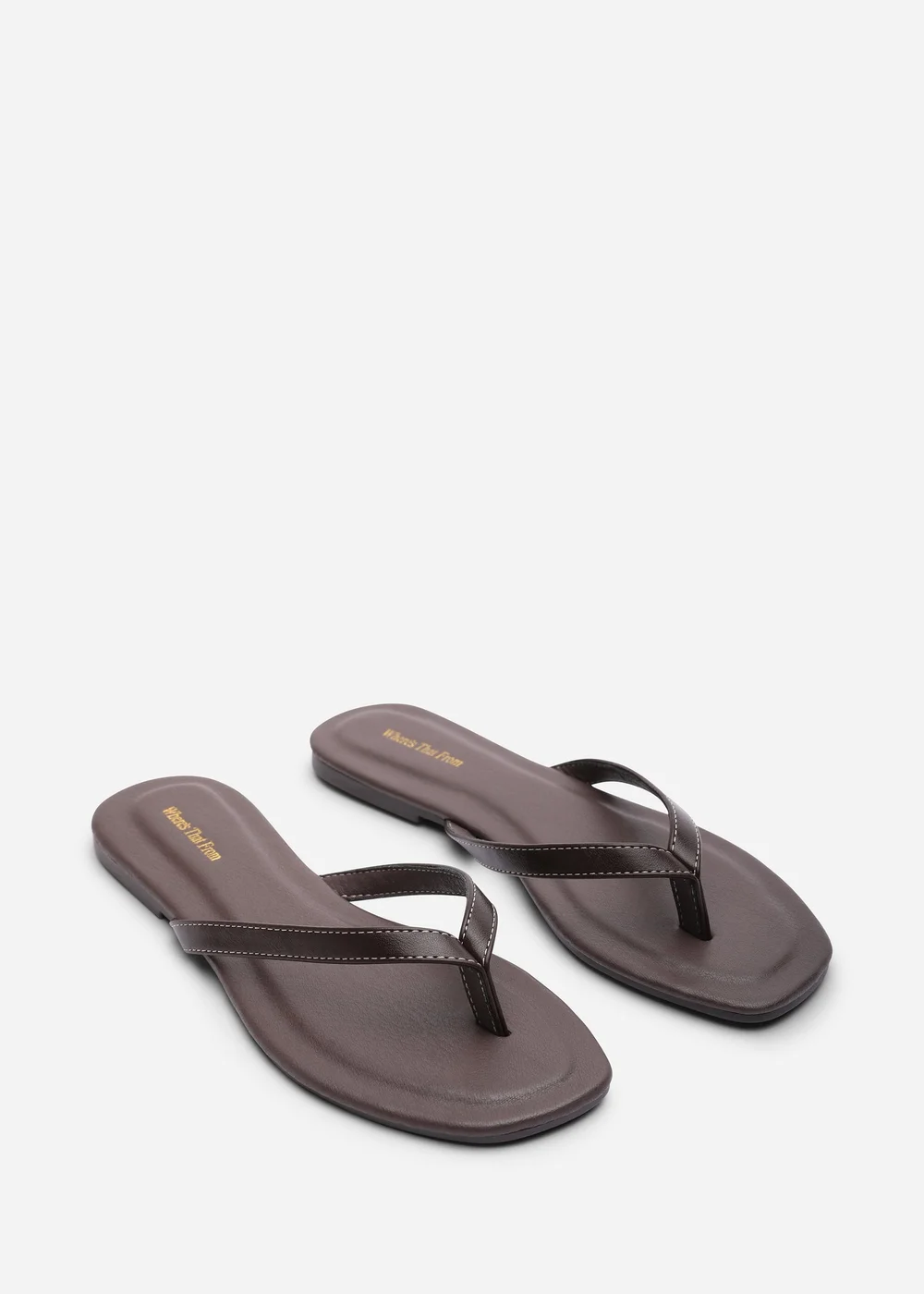 Where's That From Arrow Dark Brown Flip Flop Sandal With Contrast Stitch Detail - 7 Image 4
