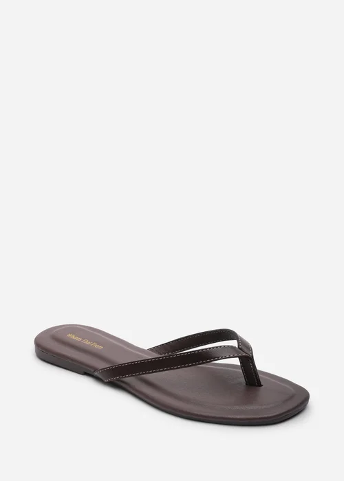 Where's That From Arrow Dark Brown Flip Flop Sandal With Contrast Stitch Detail - 7 Image 3