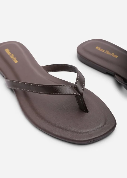 Where's That From Arrow Dark Brown Flip Flop Sandal With Contrast Stitch Detail - 7 Image 5