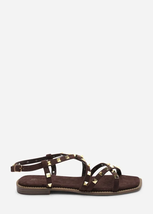 Where's That From Montana Gladiator Sandal With Studd Detail In Dark Brown Suede - 5 Image 2