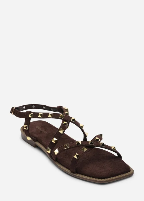 Where's That From Montana Gladiator Sandal With Studd Detail In Dark Brown Suede - 5 Image 3