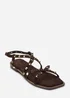 Where's That From Montana Gladiator Sandal With Studd Detail In Dark Brown Suede - 5 Image 3