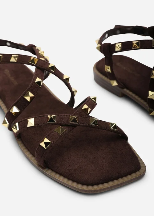 Where's That From Montana Gladiator Sandal With Studd Detail In Dark Brown Suede - 5 Image 5