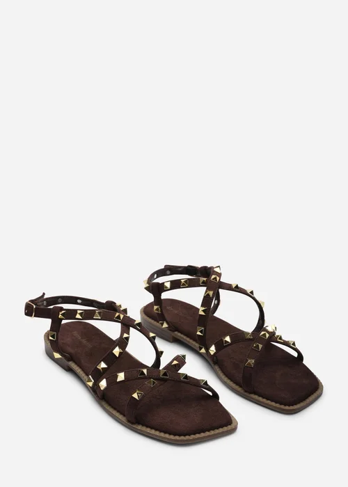 Where's That From Montana Gladiator Sandal With Studd Detail In Dark Brown Suede - 5 Image 4