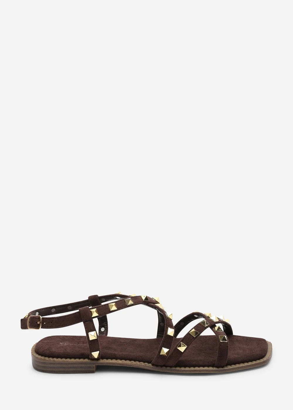 Where's That From Montana Gladiator Sandal With Studd Detail In Dark Brown Faux Suede - 5 Image 1