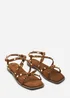 Where's That From Montana Gladiator Sandal With Studd Detail In Cognac Suede - 7 Image 4
