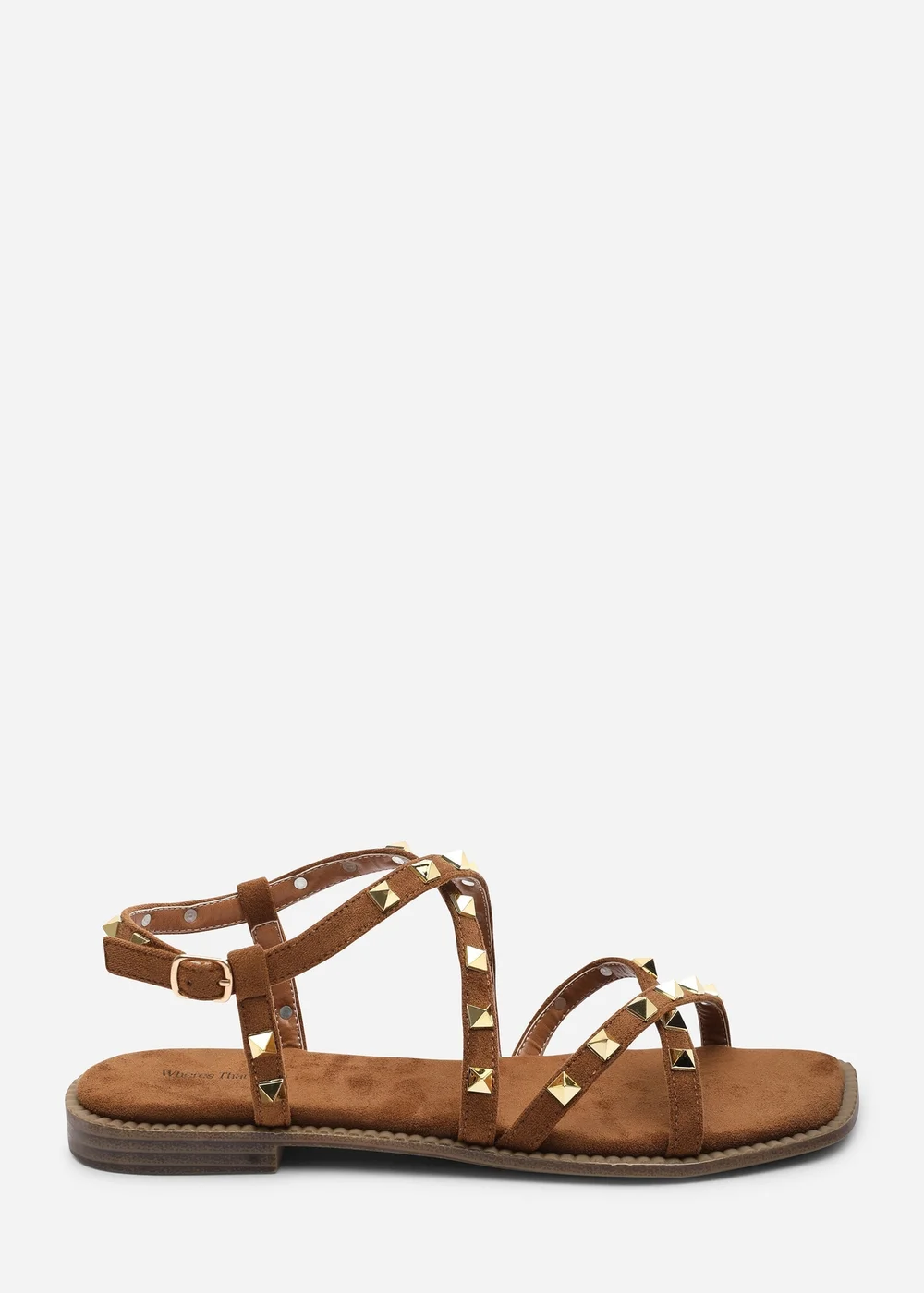 Where's That From Montana Gladiator Sandal With Studd Detail In Cognac Faux Suede - 7 Image 1