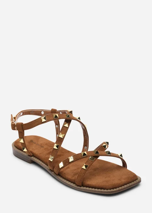 Where's That From Montana Gladiator Sandal With Studd Detail In Cognac Suede - 7 Image 3