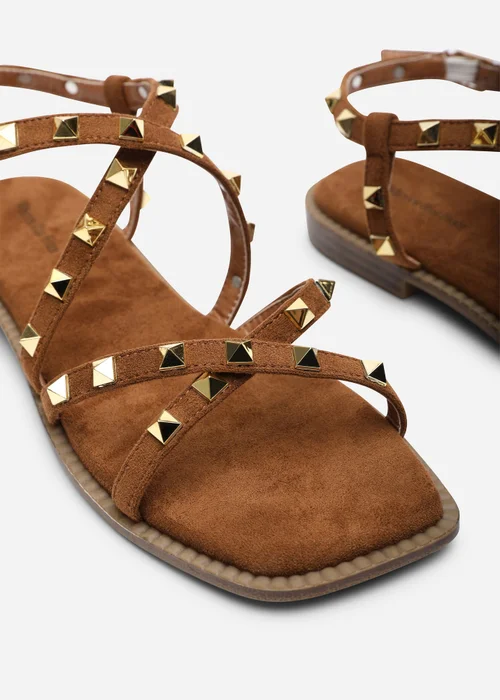 Where's That From Montana Gladiator Sandal With Studd Detail In Cognac Suede - 7 Image 5