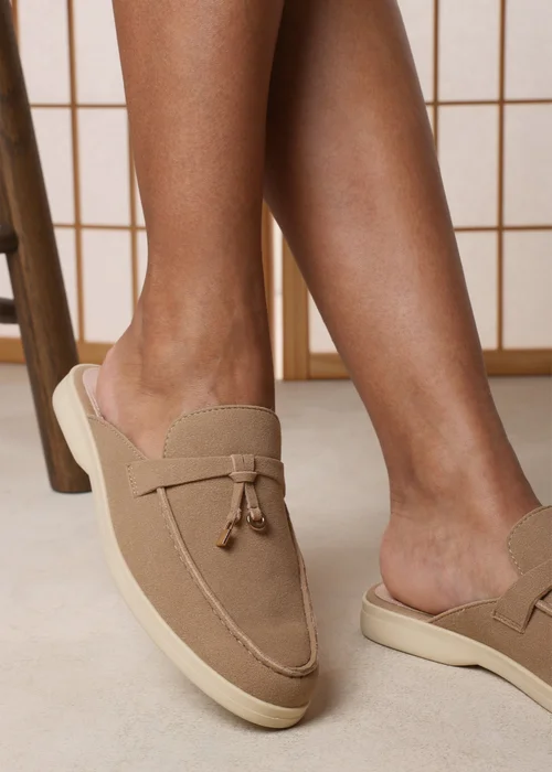 Where's That From Twilight Flat Slip On Loafer With Tassel Detail In Khaki - 8 Image 6