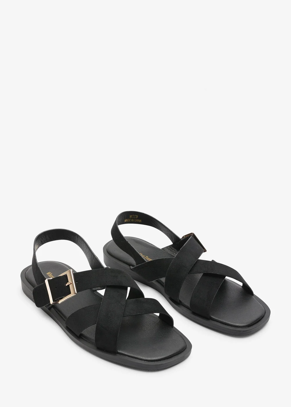 Where's That From Capri Cross Over Open Toe Black Suede Sandal - 6 Image 4