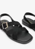 Where's That From Capri Cross Over Open Toe Black Suede Sandal - 6 Image 5