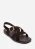 Where's That From Capri Cross Over Open Toe Dark Brown Suede Sandal - 8 Image 3
