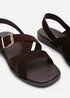 Where's That From Capri Cross Over Open Toe Dark Brown Suede Sandal - 8 Image 5
