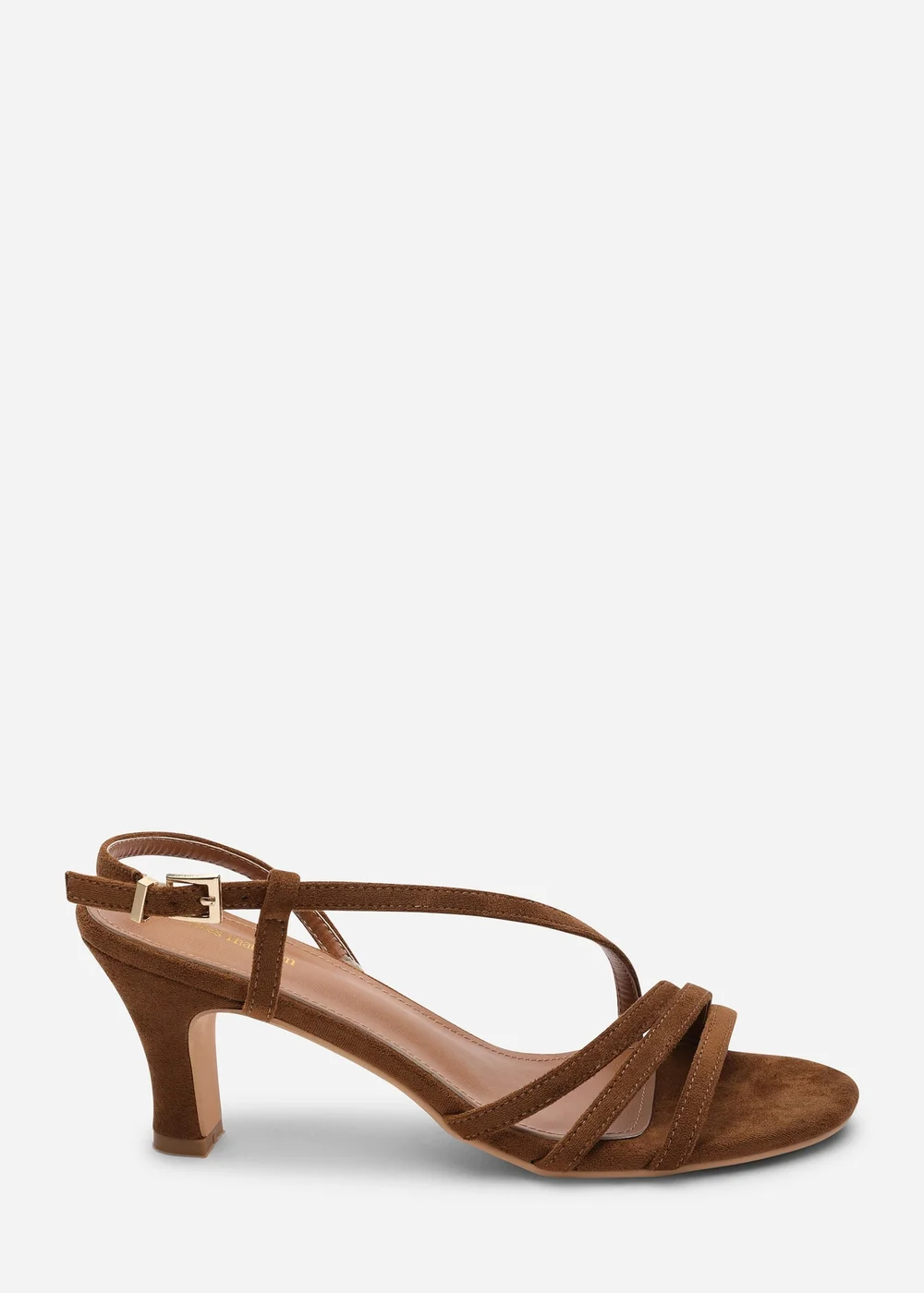 Where's That From Mykonos Multi Strap Slingback Cognac Faux Suede Low Block Heel - 7 Image 1