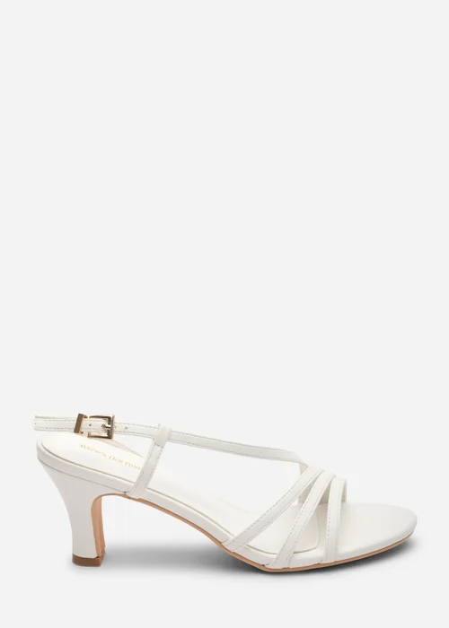 Where's That From Mykonos Multi Strap Slingback White Suede Low Block Heel - 5 Image 2