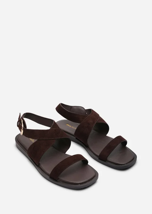 Where's That From Canopy Cross Over Strap Dark Brown Suede Sandal - 5 Image 4