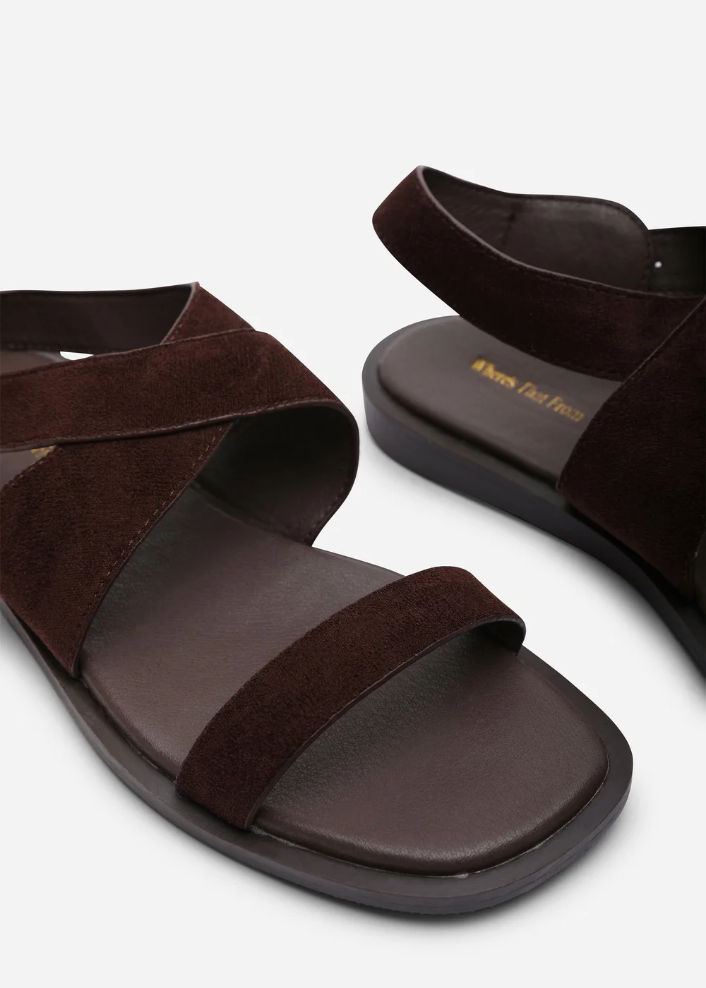 Where's That From Canopy Cross Over Strap Dark Brown Suede Sandal - 5 Image 5