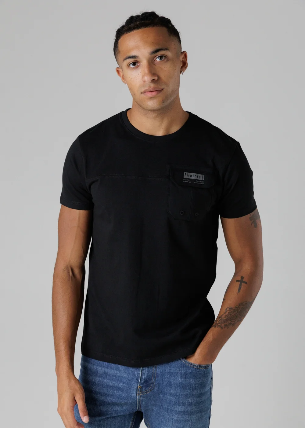 Firetrap Multi 3 Pack Regular Fit Cotton Pocket Tees - S Image 2