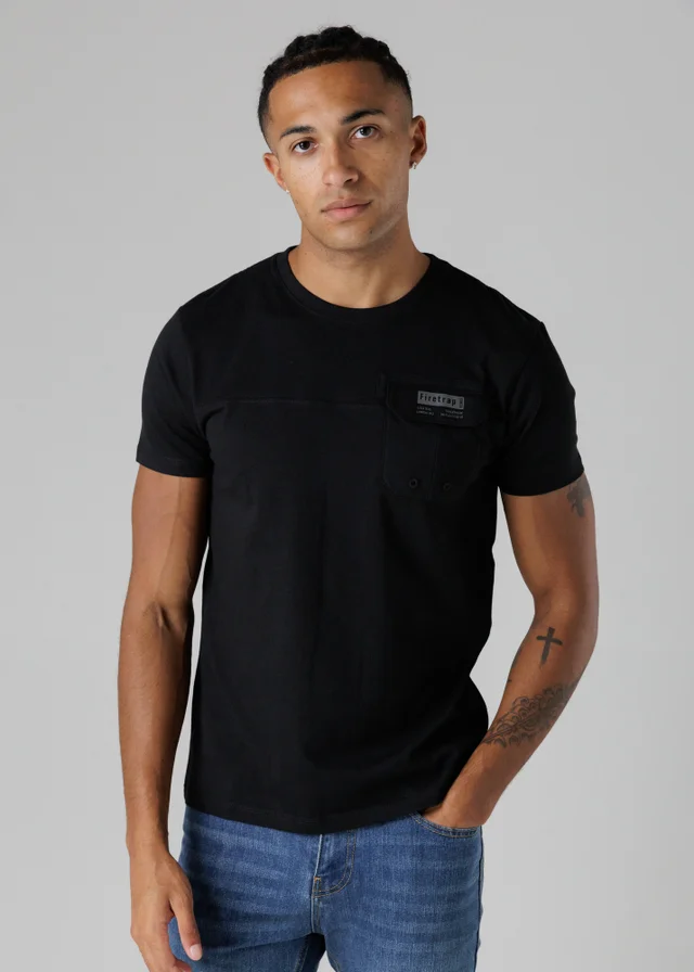 Firetrap Multi 3 Pack Regular Fit Cotton Pocket Tees