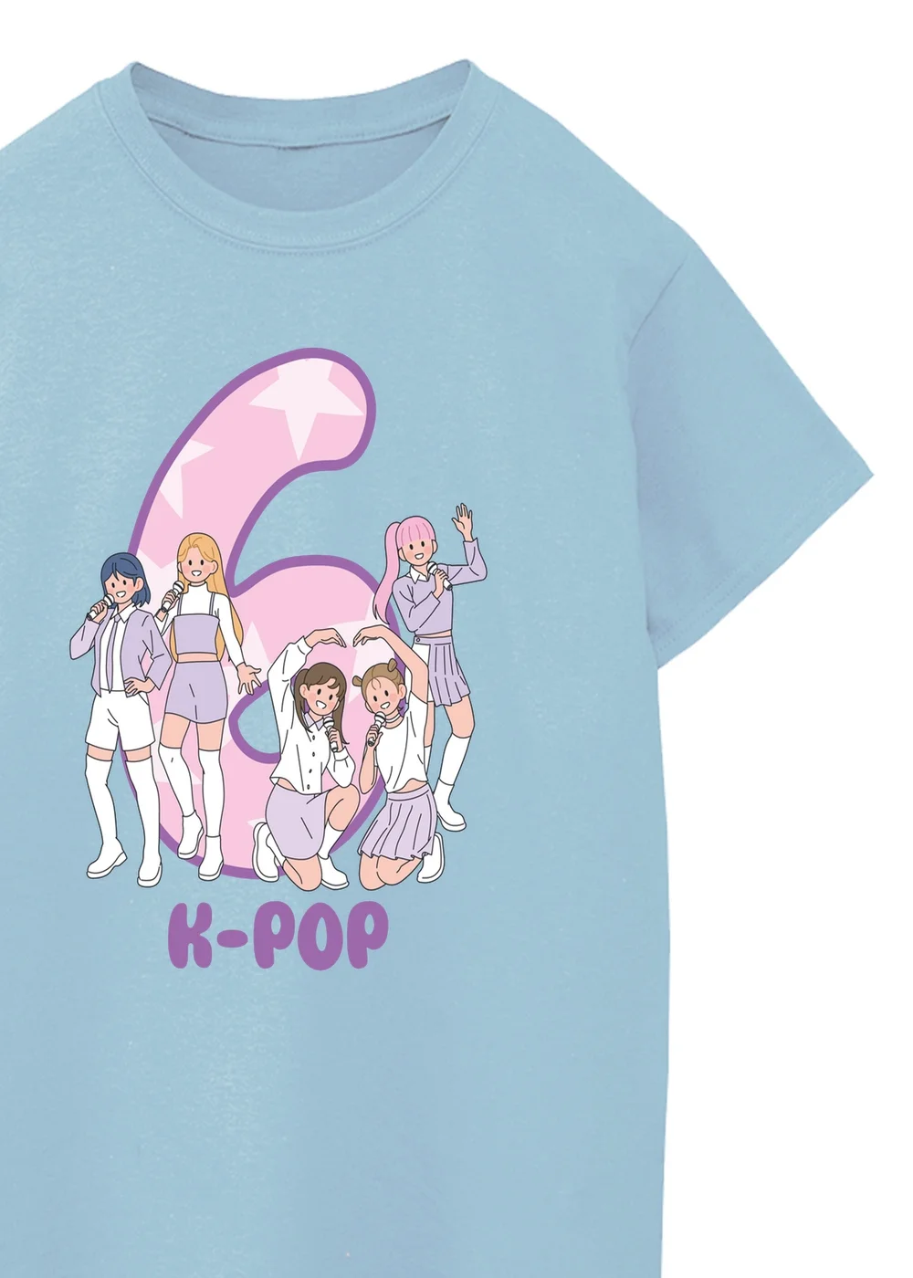 Ada & Ted K-Pop Birthday 6 Girls Baby Blue Graphic T-Shirt (5-8 Years) - 5-6 Yrs Image 2