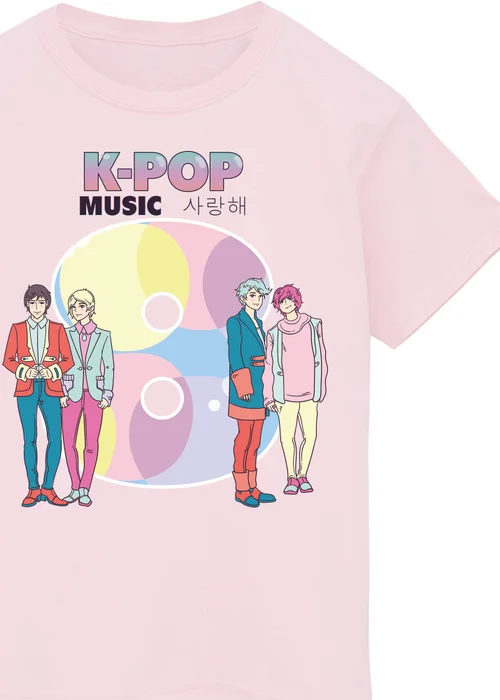 Ada & Ted K-Pop Music Birthday 8 Girls Pink Graphic T-Shirt (7-11 Years) - 9-11 Yrs Image 2