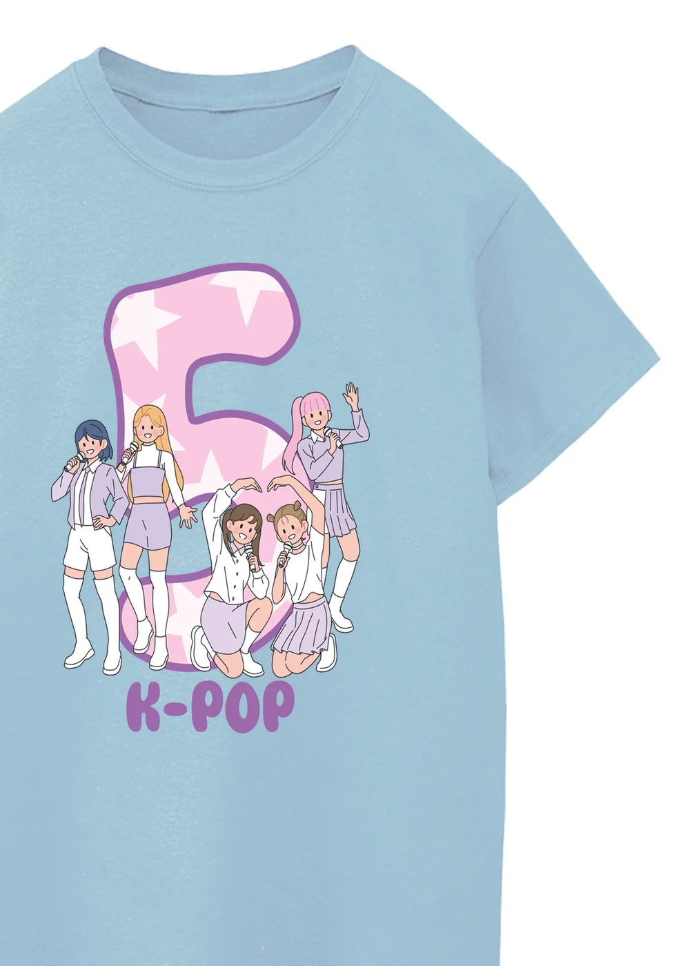 Ada & Ted K-Pop Birthday 5 Girls Baby Blue Graphic T-Shirt (3-6 Years) - 5-6 Yrs Image 2